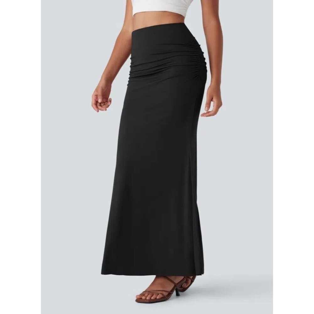 Halara High Waisted Tummy Control Butt Lifting 2 in 1 Maxi Skirt Sz L Stretch